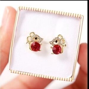 Red Garnet Mouse Earrings